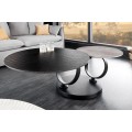 Dizajnový otočný dvojúrovňový otočný konferenčný stolík Delin s mramorovými okrúhlymi doskami čiernej farbe 80-134 cm