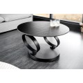 Dizajnový otočný dvojúrovňový otočný konferenčný stolík Delin s mramorovými okrúhlymi doskami čiernej farbe 80-134 cm