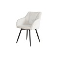Moderná otočná béžová jedálenská stolička Mahal so ženilkovým poťahom a čiernymi kovovými nožičkami 85 cm