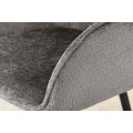 Moderná otočná sivá jedálenská stolička Mahal so ženilkovým poťahom a čiernymi kovovými nožičkami 85 cm