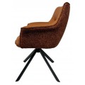 Moderná otočná hnedá jedálenská stolička Corvin s poťahom z textílie a kože s kovovými nožičkami v čiernej farbe 87 cm
