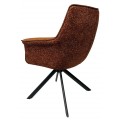 Moderná otočná hnedá jedálenská stolička Corvin s poťahom z textílie a kože s kovovými nožičkami v čiernej farbe 87 cm
