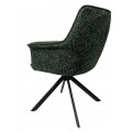 Moderná otočná tmavozelená jedálenská stolička Corvin s poťahom z kože a textilu s kovovými čiernymi nožičkami 87 cm