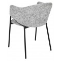Dizajnová moderná jedálenská stolička Sionna so sivým poťahom s výrazným tkaním a čiernou kovovou konštrukciou 77 cm