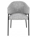 Dizajnová moderná jedálenská stolička Sionna so sivým poťahom s výrazným tkaním a čiernou kovovou konštrukciou 77 cm