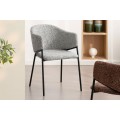 Dizajnová moderná jedálenská stolička Sionna so sivým poťahom s výrazným tkaním a čiernou kovovou konštrukciou 77 cm