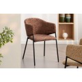Moderná čalúnená jedálenská stolička Sionna s opierkami na ruky s hnedým melírovaným poťahom a čiernymi nožičkami 77 cm