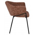 Moderná čalúnená jedálenská stolička Sionna s opierkami na ruky s hnedým melírovaným poťahom a čiernymi nožičkami 77 cm