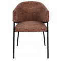 Moderná čalúnená jedálenská stolička Sionna s opierkami na ruky s hnedým melírovaným poťahom a čiernymi nožičkami 77 cm