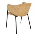 Dizajnová jedálenská stolička Sionna s melírovaným žltým poťahom v horčicovom odtieni a čiernou kovovou konštrukciou 77 cm