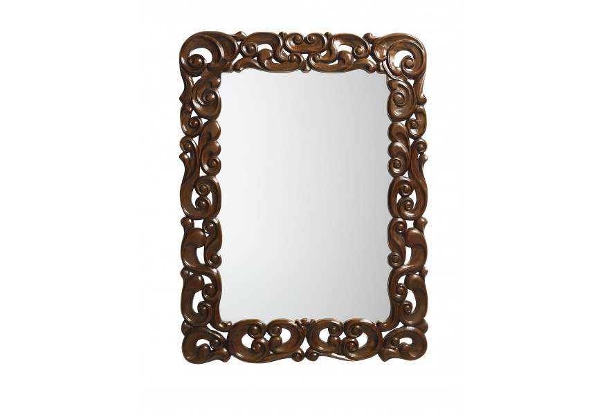 Rustikálne luxusné nástenné zrkadlo M-VINTAGE s rámom z masívneho dreva tmavohnedej farby 120cm