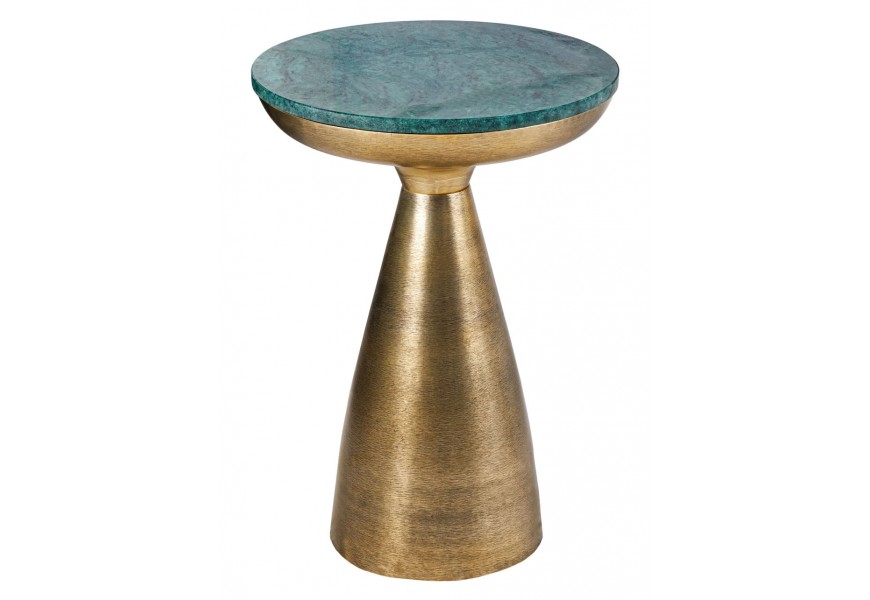 Dizajnový príručný stolík Elements s kovovou konštrukciou v zlatej farbe s mramorovou doskou