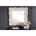 Art deco štvorcové zrkadlo s vlnitým rámom v krémovej farbe
