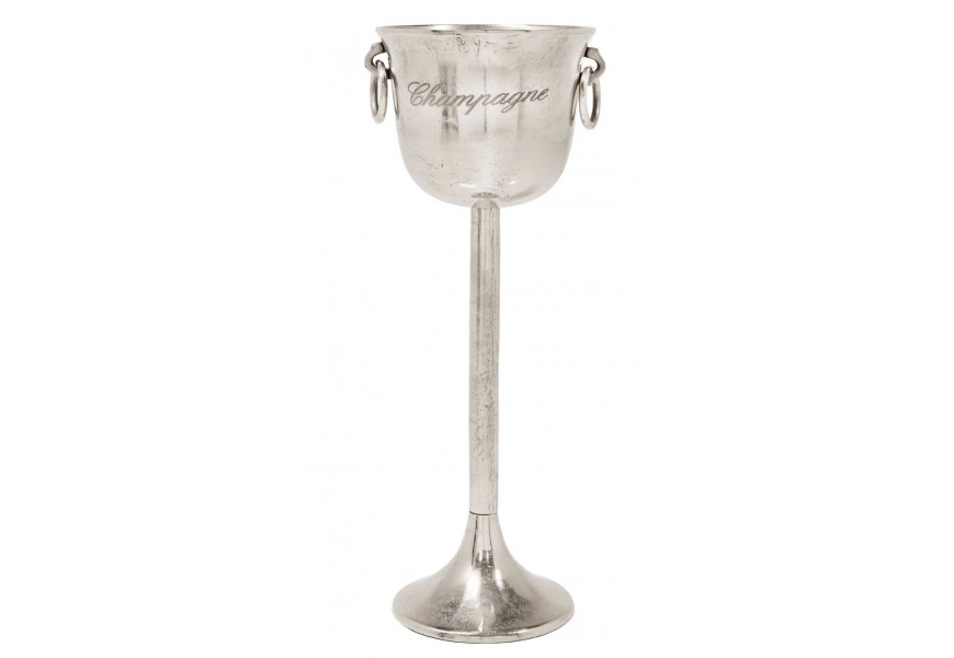 Luxusná strieborná nádoba na chladenie šampanského Perlea z kovu s jemným dekoratívnym zdobením a vysokou podstavou