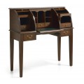 Rustikálny písací stolík so sekretárom M-Vintage tmavohnedej farby so zásuvkami a poličkami