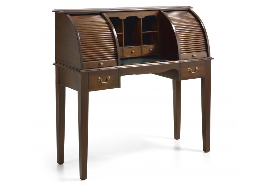 Rustikálny luxusný písací stolík so sekretárom M-Vintage z masívneho dreva v tmavohnedom odtieni 125cm