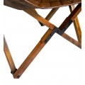 Koloniálna hnedá kožená skladacia stolička Jantara s kosoštvorcovým vzorom s drevenou konštrukciou 97 cm