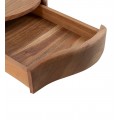 Moderný nástenný nočný stolík Mesa z masívneho akáciového dreva s oblým tvarom a vlnitou zásuvkou 45 cm