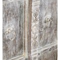 Luxusná vintage dvojdverová skriňa Murcia v svetlej a tmavej hnedej farbe s efektom vymytého náteru s florálnymi motívmi 183 cm