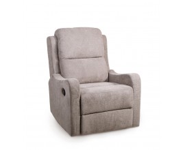 Moderné čalúnené relaxačné kreslo Martin s poťahom v sivej farbe s polohovateľnou chrbtovou opierkou a podnožkou 95 cm