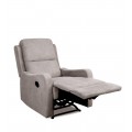 Moderné čalúnené relaxačné kreslo Martin s poťahom v sivej farbe s polohovateľnou chrbtovou opierkou a podnožkou 95 cm