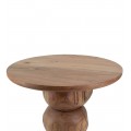 Vidiecky hnedý okrúhly masívny príručný stolík Mesa z akáciového dreva s plasticky tvarovanou nohou 50 cm