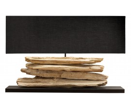 Dizajnová jedinečná stolná lampa z naplaveného dreva
