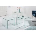 Dizajnový moderný Set 3 sklenených konferenčných stolíkov Ghost