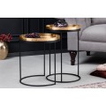 Art-deco set okrúhlych príručných stolíkov Elements zlatá 53cm