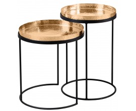 Art-deco set okrúhlych príručných stolíkov Elements zlatá 53cm