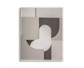 Luxusný art deco obdĺžnikový obraz Artis s geometrickými tvarmi v béžovej hnedej a sivej farbe s reliéfnou textúrou 150 cm