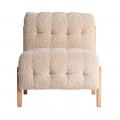 Luxusné retro béžové kreslo Aliona s bouclé poťahom a masívnou drevenou hnedou konštrukciou 89 cm