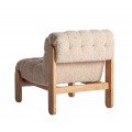 Luxusné retro béžové kreslo Aliona s bouclé poťahom a masívnou drevenou hnedou konštrukciou 89 cm