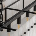 Luxusný industriálny mramorový obdĺžnikový závesný luster Sara s bielymi doštičkami kovovou s kovovou konštrukciou 142 cm