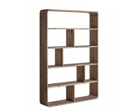Luxusná obdĺžniková knižnica Reval so štyrmi policami z masívneho hnedého dreva s vrúbkovaným povrchom 180 cm