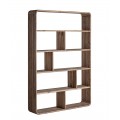 Luxusná obdĺžniková knižnica Reval so štyrmi policami z masívneho hnedého dreva s vrúbkovaným povrchom 180 cm
