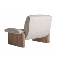 Luxusné moderné béžové čalúnené kreslo Jacque s valcovým prešívaním a dubovým hnedým rámom so zaoblenými nožičkami 125 cm