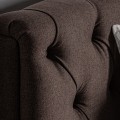 Luxusná chesterfield hnedá čalúnená posteľ Mia s prešívaním a vysokým čelom a kovovými nožičkami 223 cm 