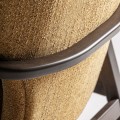 Luxusné dizajnové hojdacie kreslo Chiara s masívnym hnedým rámom a okrovým žltým štruktúrovaným poťahom 85 cm