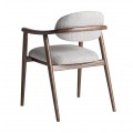 Luxusná moderná čalúnená jedálenská stolička Trieste so sivým melírovaným poťahom a tmavohnedým dreveným rámom s opierkami 78 cm