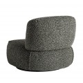 Luxusné moderné okrúhle kreslo Claude bez bočných opierok s melírovaným buklé poťahom v odtieňoch sivej a zelenej 84 cm