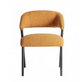 Luxusná moderná jedálenská stolička Fragonio s horčicovo žltým buklé poťahom a čiernym dreveným rámom 82 cm