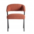 Luxusná dizajnová čalúnená jedálenská stolička Fragonio s terakotovým červeným buklé poťahom a čiernym dreveným rámom 82 cm