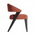 Luxusná dizajnová čalúnená jedálenská stolička Fragonio s terakotovým červeným buklé poťahom a čiernym dreveným rámom 82 cm