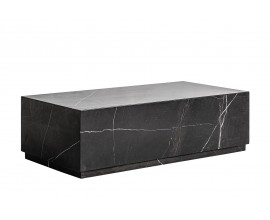 Luxusný mramorový obdĺžnikový konferenčný stolík Rotti v čiernej farbe so svetlým sivým žilkovaním 120 cm