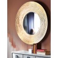 Glamour okrúhle nástenné zrkadlo Zania s výraznou vrstvenou štruktúrou v zlatej antickej farbe 108 cm   