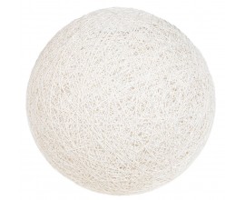 Guľatá závesná lampa s tienidlom z bieleho bavlneného vlákna s prepletenou štruktúrou pre jemné rozptýlenie svetla