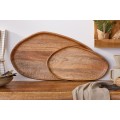 Moderný set dvoch okrúhlych drevených tácok Amanita II z mangového masívu hnedej farby 