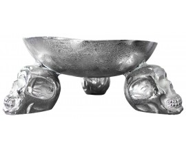 Extravagantná originálna dekoračná misa na ovocie Lebka 35cm strieborná