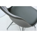 Dizajnová sivá jedálenská stolička Scandinavia s čalúnením z eko-kože 85 cm